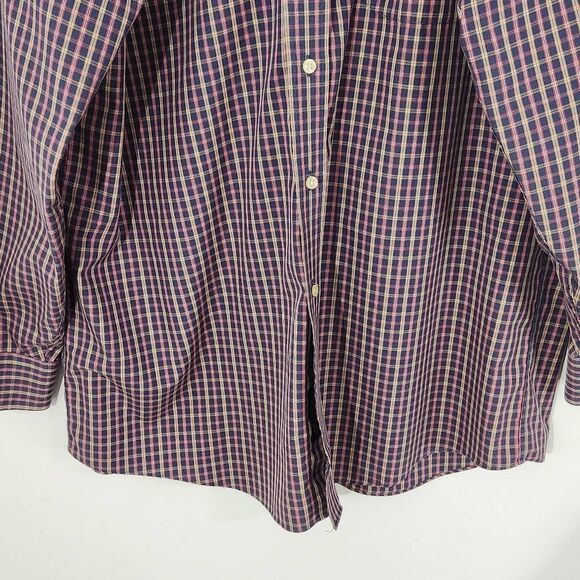 Jos. A. Bank Blue Plaid Button-Up Shirt Size Large Preppy Plaid Shirt - Picture 3 of 8